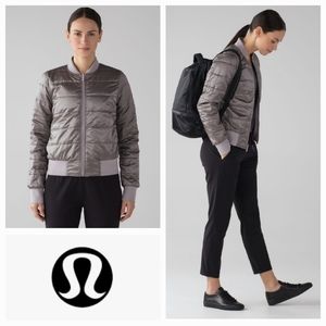 LULULEMON 10 Non-Stop Bomber Jacket Reversible Dark Chrome Size 10